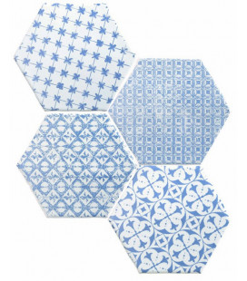 Hexagon Marrakech Mosaic Azul F/Bla 15x15cm.