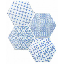 Hexagon Marrakech Mosaic Azul F/Bla 15x15cm.