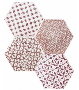 Hexagon Marrakech Mosaic Granate F/Bla 15x15cm.