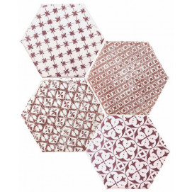 Hexagon Marrakech Mosaic Granate F/Bla 15x15cm.