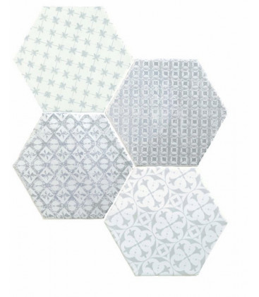 Hexagon Marrakech Mosaic Gris F/Bla 15x15cm.