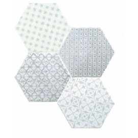 Hexagon Marrakech Mosaic Gris F/Bla 15x15cm.