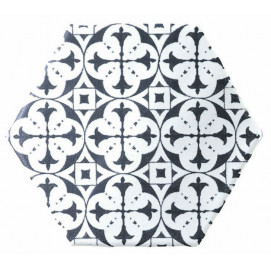 Hexagon Marrakech Mosaic Negro F/Bla 15x15cm.