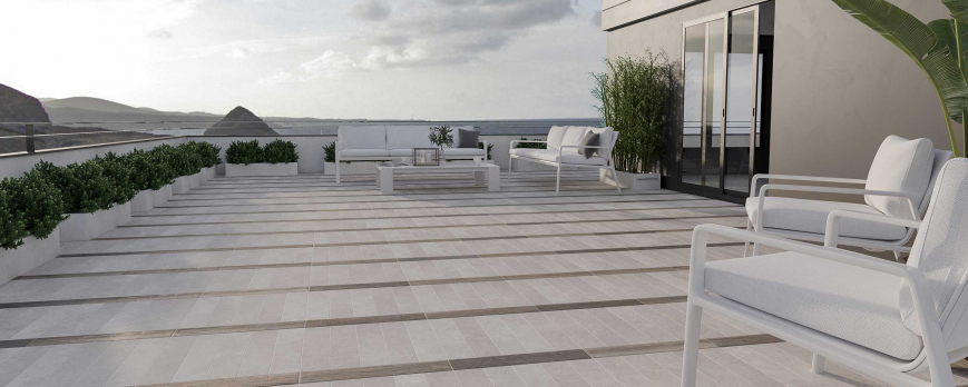 Floor tiles for terraces and outdoors